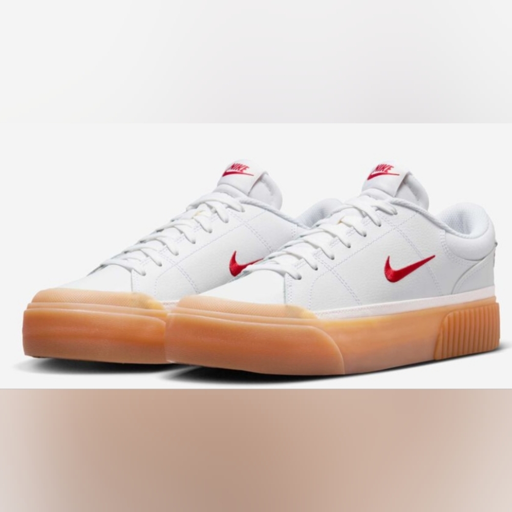 Nike Court Legacy Lift White University Red Gum Sneakers Size 7 NWOT MSRP $94.99